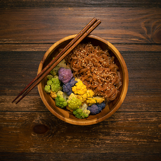 colorfull cauliflowers with plant-based ramen recipe RAMEN Z miso flavor