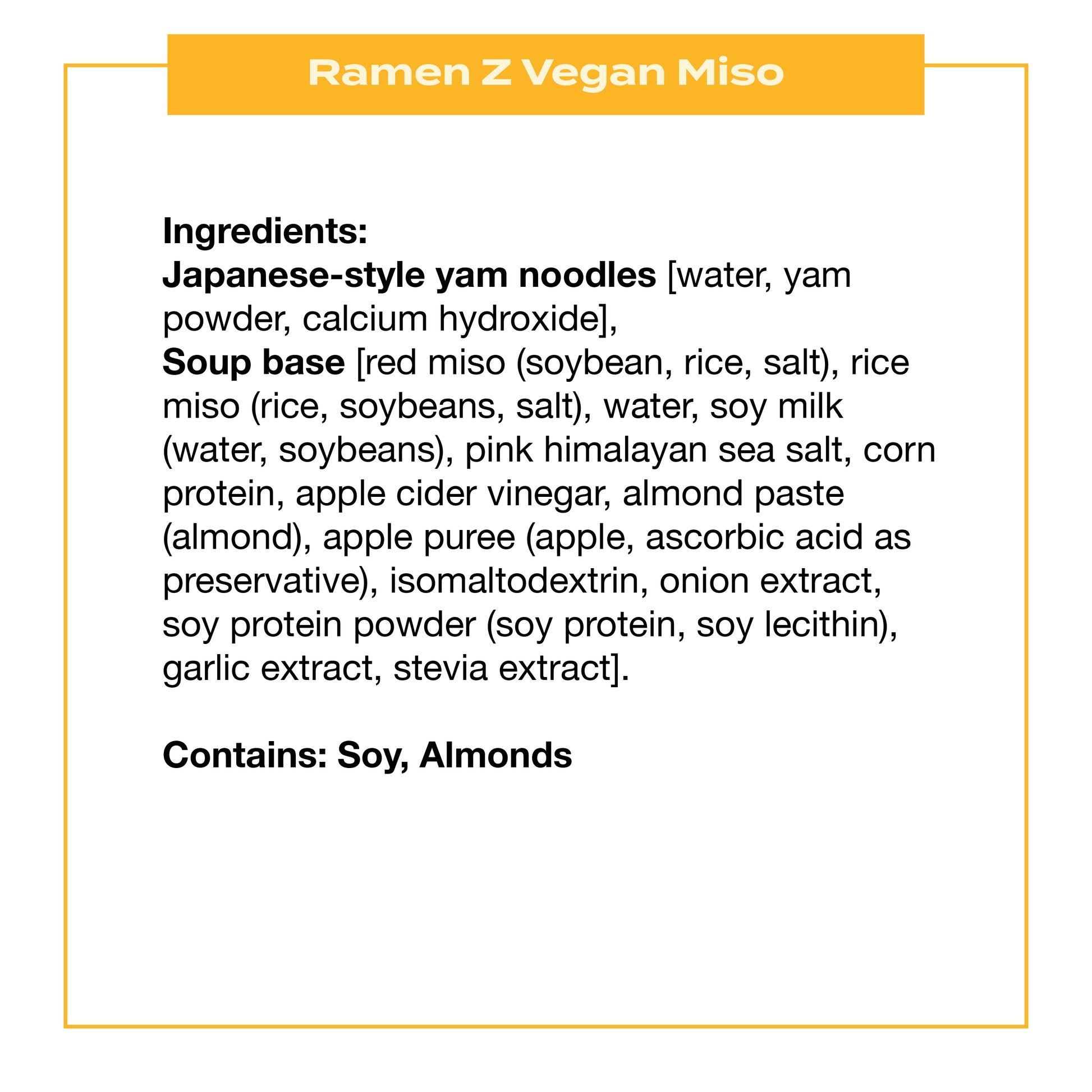 Ramen Z plant based ramen ingredients