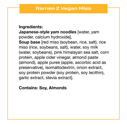 Ramen Z plant based ramen ingredients