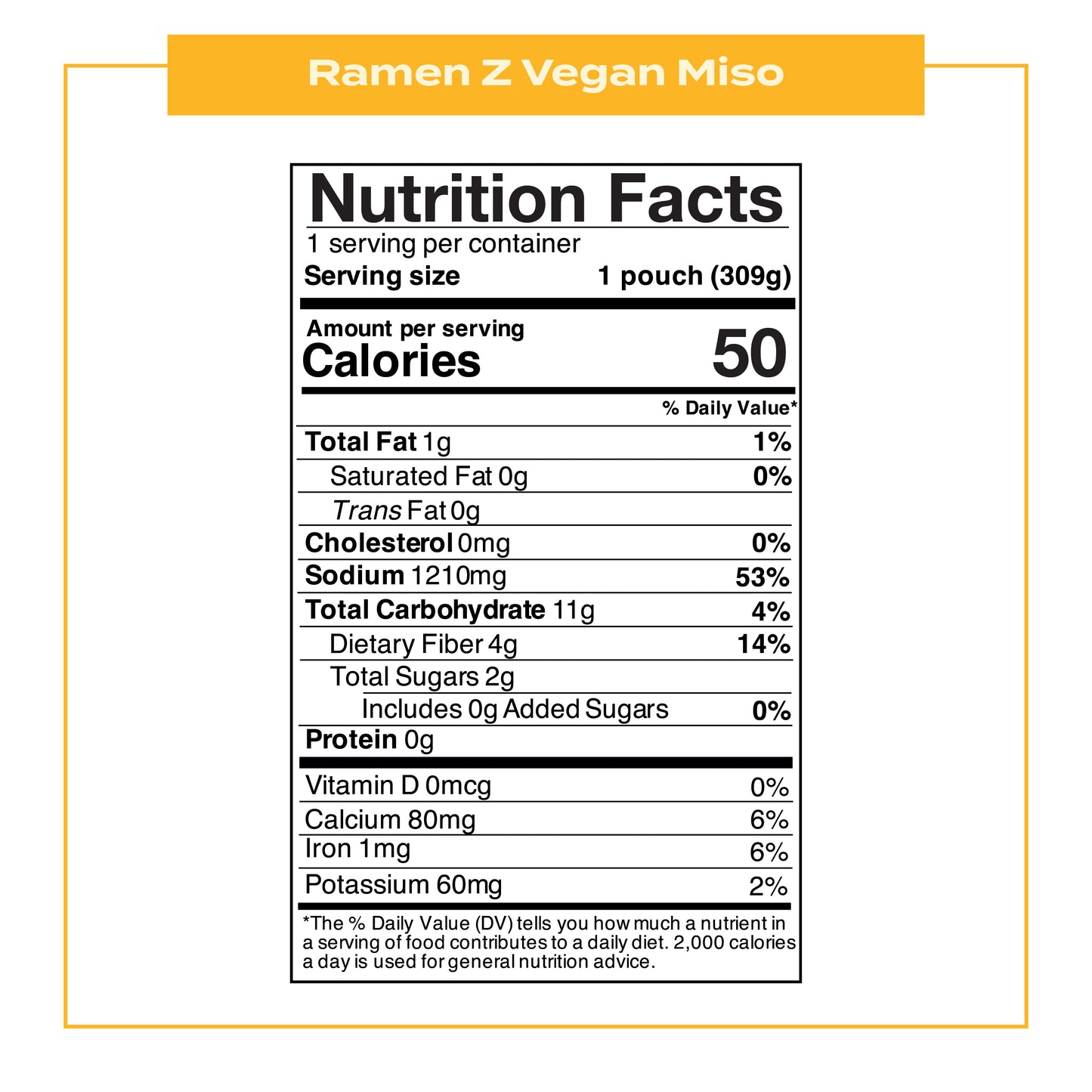 Ramen Z Vegan Miso Ramen Nutrition Fact